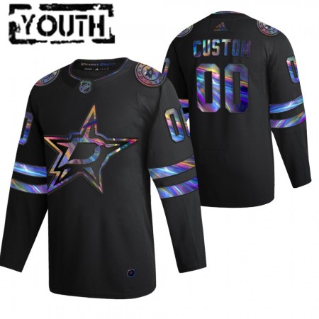 Kinder Eishockey Dallas Stars Trikot Custom 2021-22 Schillerndes holografisches Schwarz Authentic